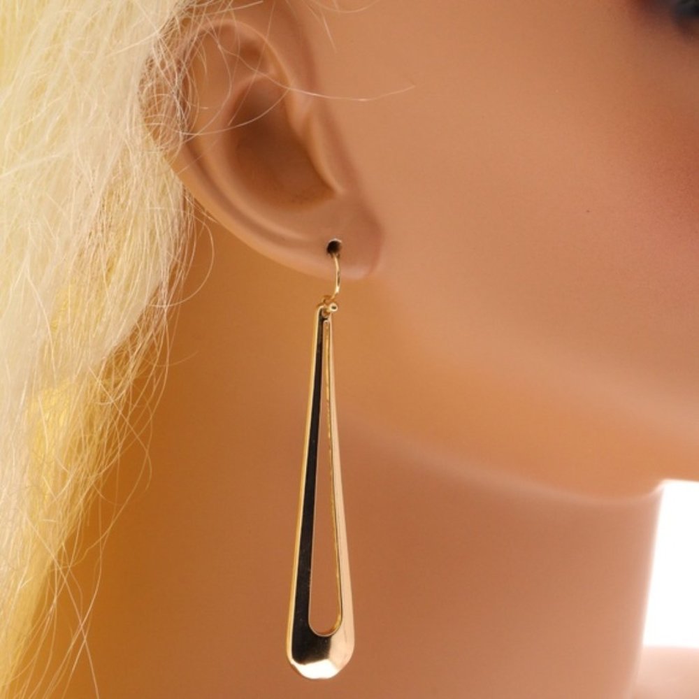 Lane Bryant gold long teardrop dangle earrings Nickel Free New With Tags